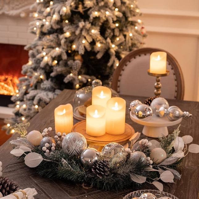 Valery Madelyn Pre-Lit Christmas Swag for Decorating Outdoor, 24 Inch Sliver White Mailbox Swag Decoration Teardrop with 20 LED Lights, Ball Ornaments for Front Door Stairway Window Shelf Xmas Decor