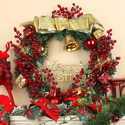 24 Pcs Christmas Tree Decorations, Christmas Ornaments Artificial Red Berry Stems, 8.9 inch Christmas Picks with Faux Holly Berries for Xmas Garland Wreath DIY Craft Decoration Holiday Home Decor(Red)