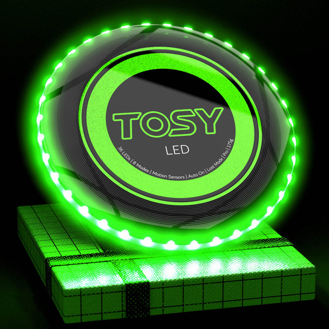 TOSY Flying Disc - 36 Mono-Color LEDs, Extremely Bright, Smart Modes, Camping Essentials for Teens/Kids/Adults/Men/Boys/Girls, Auto Light Up, Rechargeable, Waterproof,