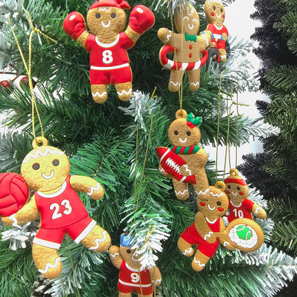 Gingerbread Man Christmas Tree Topper Decorations, Xmas Plush Stuffed Gingerbread Treetop with 12 Pcs Ginger Hanging Ornaments for Christmas Tree Wine Bottle Curtain Ornaments