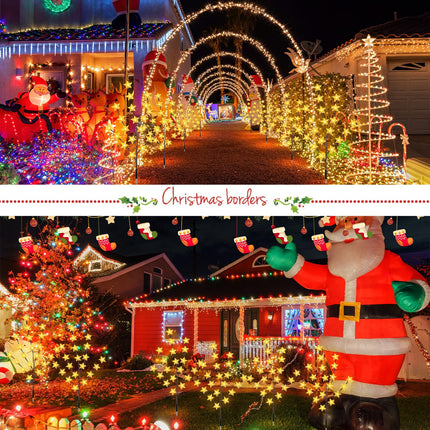 Retisee 6 Pack Solar Christmas Star Branches Pathway Lights Outdoor 120 LED Solar Christmas Tree 8 Modes Waterproof Christmas Pathway Lights Decorations for Xmas Yard Garden Patio Lawn Party