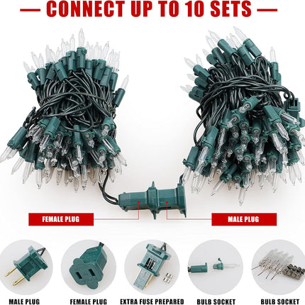 Woohaha Outdoor Christmas Lights,120V UL 2 Pack 13ft 50 Mini String Lights Connectable, Waterproof Fairy Lights for Garden Xmas Tree Wedding Wreath Party Decoration (Warmwhite 2 pcs)