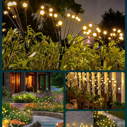 Brightown Solar Garden Lights - 4 Pack 48 LED Firefly Lights with 2 Lighting Mode, Sway by Wind, Waterproof Solar Light for Outdoor Outside Yard, Warm White