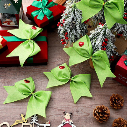 12 Pcs Green Red Christmas Bow 6 Inch Christmas Pre-Tied Lime Green Bow Christmas Tree Decorations Christmas Wreaths Bows for Garland Home Front Door Party Winter Holiday Decor