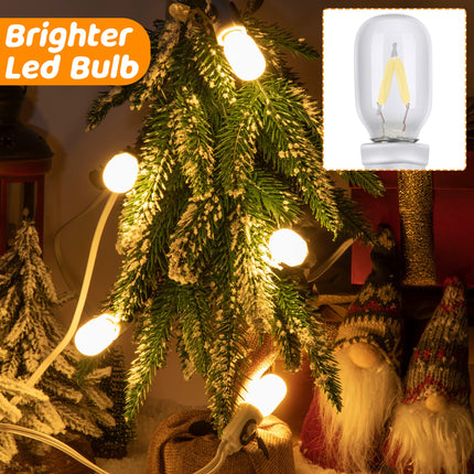 Meonum 2 Pack Accessory Cord with 6 LED T20 Bulbs, Indoor Blow Mold Light Warm White with Switch, E12 Christmas House Village Light with Fuse, Snow Village Light Replacement Cord for Holiday Decor