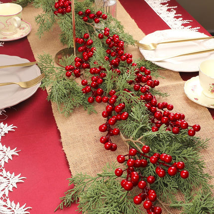 24 Pcs Christmas Tree Decorations, Christmas Ornaments Artificial Red Berry Stems, 8.9 inch Christmas Picks with Faux Holly Berries for Xmas Garland Wreath DIY Craft Decoration Holiday Home Decor(Red)