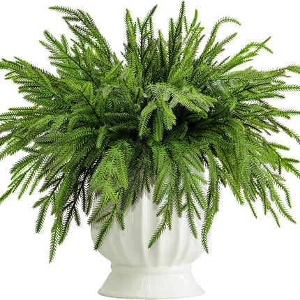 20 Pcs Christmas Norfolk Pine Branches- 19" Extra Length Artificial Xmas Branches Plants Pine Needles- Fake Greenery Norfolk Pine Stems Sprigs for DIY Craft Garland Home Garden Decor