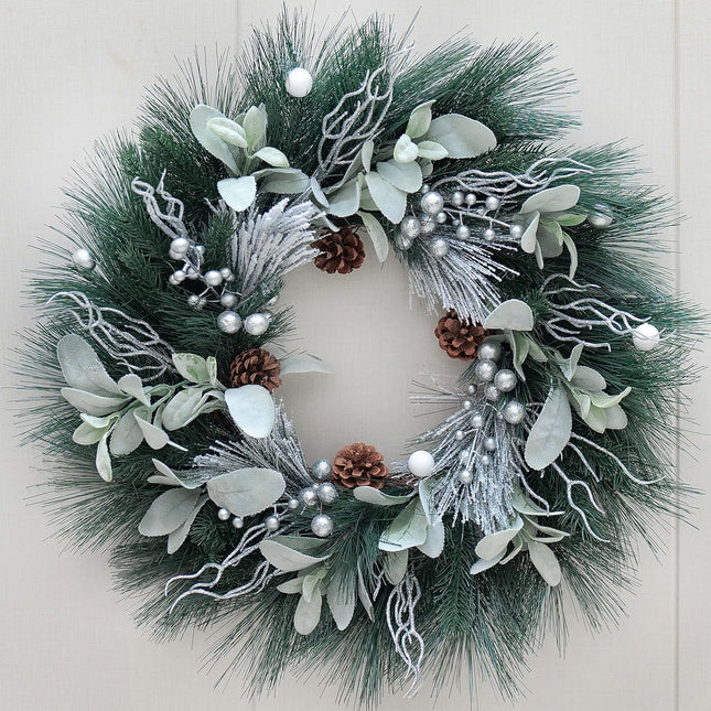 Christmas Wreaths for Front Door, Soomeir Artificial White Flowers Winter Door Wreath, for Indoors Outdoor Window Wall Farmhouse Home Decorations Decor Ornaments