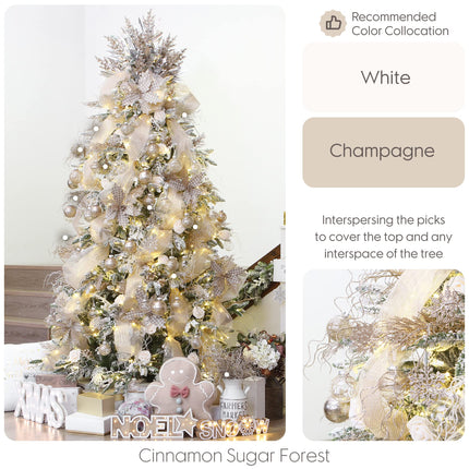 Sea Team 36-Pack Artificial Glitter Vine Twig Ornaments, Decorative Curly Beard Sticks, Glittery Stems, Picks, Branches for Christmas Tree, Small Vase, Holiday, Wedding, Party (12 Inches, Champagne)