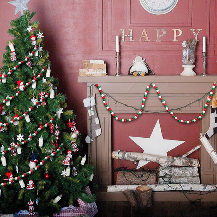 19.7 Ft Christmas Candy Bead Garland Wooden Candy Garland Boho Christmas Decor Christmas Tree Garland for Christmas Decorations Holiday Party Decor (Mixed Red, White, Green)