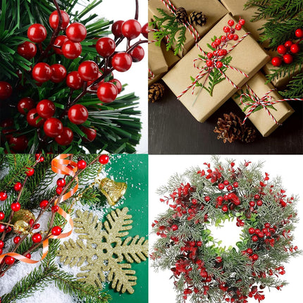 40 Pack Christmas Red Berry Stems, 8.7 Inch Christmas Berries Decorations Artificial Burgundy Berry Picks, Red Holly Berry Branches for Christmas Tree Decoration,Valentines,Wedding,Holiday Home Decor