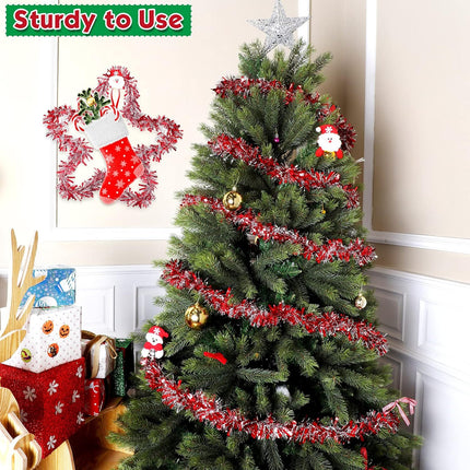 32.8 ft x 4 Inches Christmas Red Tinsel Garland Xmas Metallic Twist Garland Glitter Tree Garland Christmas Parade Float Decorations for Christmas Tree Wreath Party Indoor Outdoor Decor