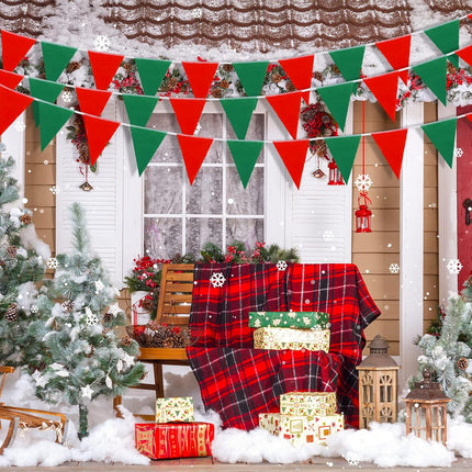 165 ft Christmas Pennant Banner Christmas Decorations Party Decoration Red and Green Pennant Banner Triangle Flag Banner for Christmas Outdoor Indoor Decoration Birthday Party