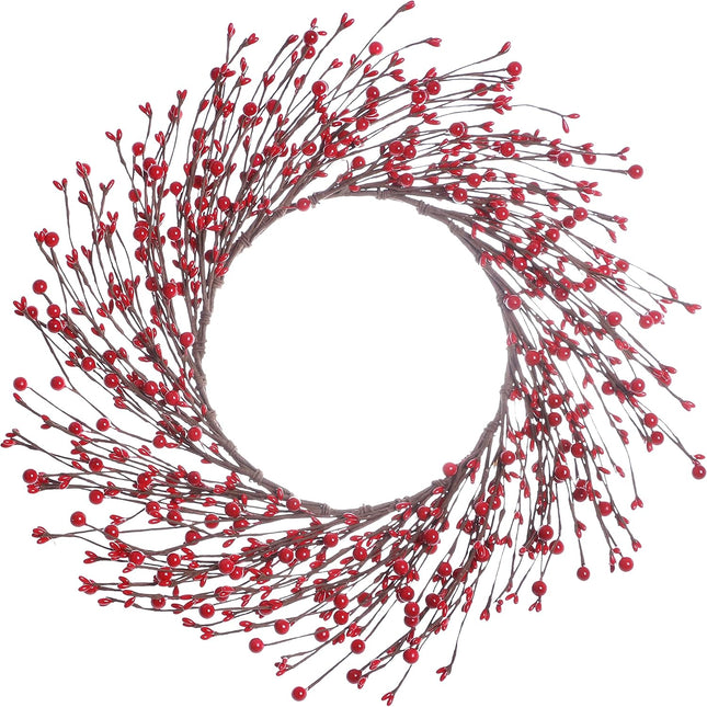15 Inches Red Berry Wreath,Artificial Christmas Wreath Winter Wreaths for Front Door Valentine’s Day Wreath for Home Door Wall Decor