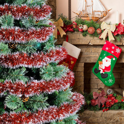 50 Feet Red/White Christmas Tinsel Garland, Metallic Hanging Tinsel Streamers Garland for Christmas Decorations, Garland for Christmas Tree Birthday Party Indoor and Outdoor