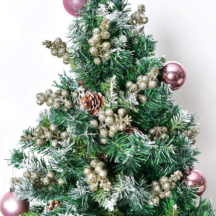 Lvydec 16pcs Christmas Glitter Berries Stems, 7.8" Artificial Christmas Picks for Christmas Tree Ornaments, DIY Xmas Wreath, Crafts, Holiday and Home Decor (Champagne)