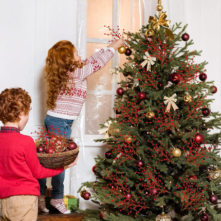 20 Pieces Christmas Artificial Berry Stems for Christmas Tree Decoration 18 Inch Fake Red Berry Picks Twigs Xmas Holly Berry Branches for Crafts Wreath DIY Garland Christmas Home Ornaments Decor