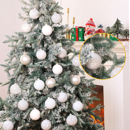 Liliful 24 Pcs Glass Christmas Ball Ornaments Christmas Tree Decoration Hanging Balls Christmas Ornaments for Festival Home Wedding Holiday Party Decor(White,3.15 Inch)