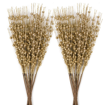 20 Pack Artificial Christmas Glitter Berries Picks for Trees, 16.5 inch Christmas Stems Sticks Decorations for Tree Garland Wreath Fireplace Holiday Home Decor