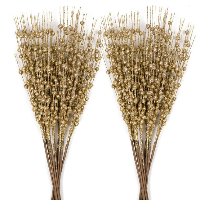 20 Pack Artificial Christmas Glitter Berries Picks for Trees, 16.5 inch Christmas Stems Sticks Decorations for Tree Garland Wreath Fireplace Holiday Home Decor
