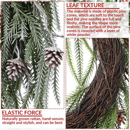 Dingion Norfolk Pine Wreath for Front Door 23 Inch Pinecone Artificial Christmas Cedar Wreath with Pinecones Rustic Farmhouse Wreaths for Kitchen Cabinet Porch Wall Window Mantel Holiday Xmas Decor