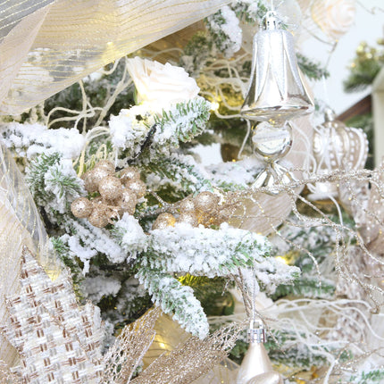 Sea Team 24-Pack Artificial Glitter Holly Berry Twig Ornaments, Decorative Fruit Sticks, Glittery Stems, Picks, Branches for Christmas Tree, Small Vase, Holiday, Wedding, Party (11", Champagne)