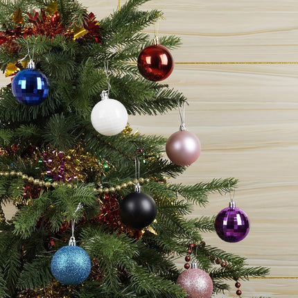 Emopeak 24Pcs Christmas Balls Ornaments for Xmas Christmas Tree - 4 Style Shatterproof Christmas Tree Decorations Hanging Ball for Holiday Wedding Party Decoration (Navy Blue, 2.4"/6.2CM)