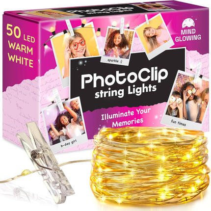 Mind-Glowing Photo Clips String Light - 50 LED Fairy Lights with Clips for Pictures - Teen Girl s Trendy Stuff - Christmas for 8 9 10 11 12 13 14 Year Old Girls - Tween Stocking Stuffer