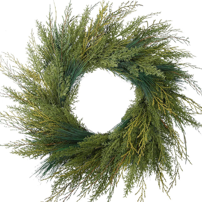 20" Christmas Wreaths for Front Door, Real-Look Pine Needles Winter Xmas Wreath Outdoor Holiday Decoration, Door Reef for Farmhouse Front Porch Wall Window