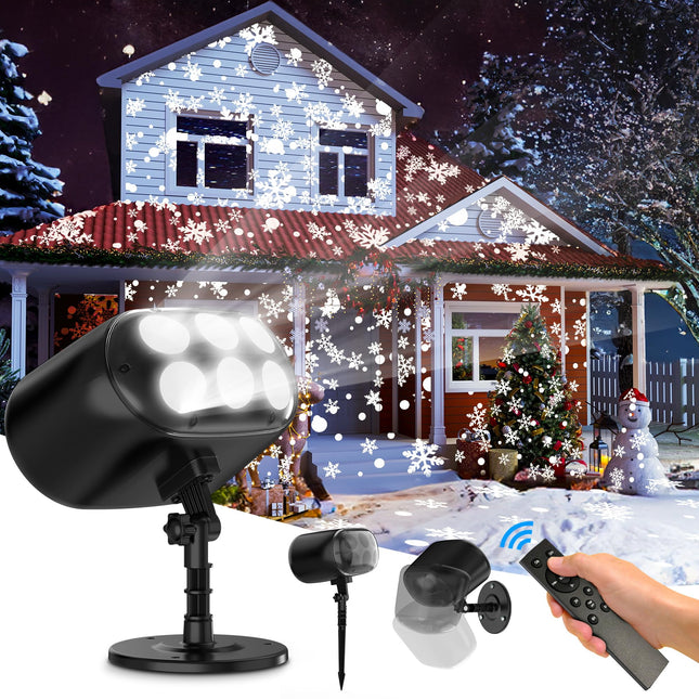 Falling Snowflake Projector w/Remote丨Six-Tube Christmas Projector Lights Outdoor Waterproof IP65丨LED Projection Christmas Lights Outdoor丨Indoor & Outdoor Christmas Decorations for House