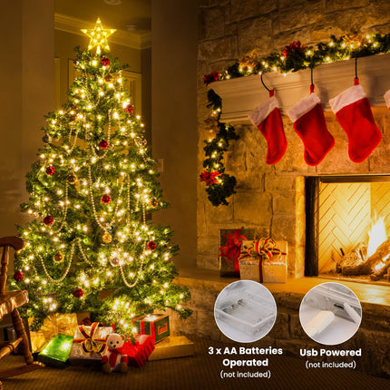 Brizled Small Star Tree Topper, 7.6" 11 LED Lighted Christmas Tree Topper, Color Changing Solid/Flash Treetop w/Remote, Battery/USB Powered Xmas Tree Topper, RGB Tree Top for Christmas Tree