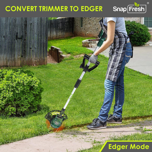 SnapFresh Cordless String Trimmer - Electric Trimmer Battery Powered, 20V Weed Eater with Battery & Charger, Weed Trimmer for Multi-Angle Adjustment Cutting, Lightweight Lawn Trimmer for Mowing