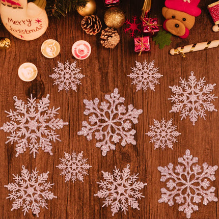 Christmas Tree Decoration Snowflake Ornaments - 36pcs Rose Gold Glitter Hanging Christmas Snowflake Ornaments for Winter Wonderland Holiday Year Christmas Tree