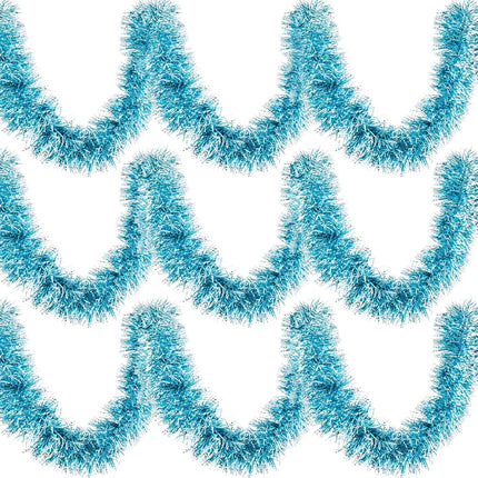 Christmas Tinsel Garland Metallic Shiny Garland Christmas Tree Tinsel Decor Xmas Hanging Tinsel Wreath for Christmas Home and Party Indoor Outdoor Holiday Embellishments (Light Blue, 39.4 Feet)