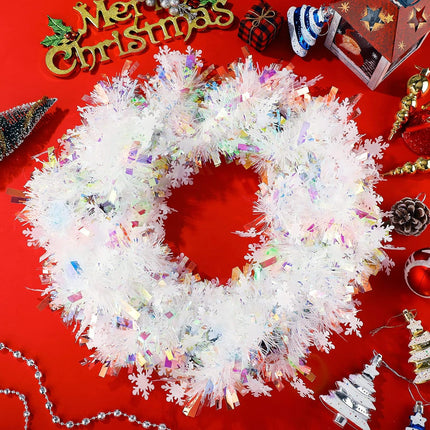 19.7 Feet Christmas Tinsel Garland Artificial Christmas Garland Xmas Metallic Twist Hanging Garland Fireplace Mantel Wreath Decor for Staircase Railing Indoor Outdoor Ornaments (Snowflake Style)