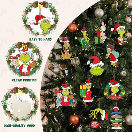Christmas Tree Decorations -24PCS Christmas Cute Wooden Hanging Ornaments for Tree, Holiday Xmas Ornaments Christmas Decor Indoor Home Party s