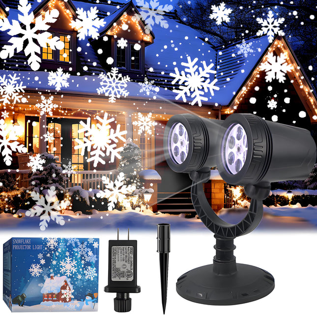 Christmas Projector Light Outdoor, Fagele d Dual-Head Snowflake Lights High Brightness LED Projection Lights for Indoor Outdoor Christmas Decorations, Holiday, Yard Decorations
