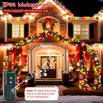 Meonum Christmas Lights with Music, Singing Christmas Lights Plays 25 Classical Holiday Songs, 7 Function Mode, Adjustable Volume and Mute, Musical Christmas Tree Lights(Multi Color,32 FT)