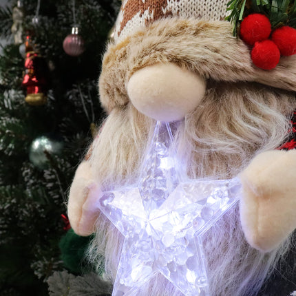 Christmas Tree Topper - Gnome Tree Topper with a Star, Hand-Made Countryside Christmas Decorations for Tree, Unique Christmas Decoration, Tree Toppers Christmas Decorations