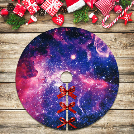 Purple Christmas Tree Skirt, Small Tree Mat 36", Galaxy Purple Blue Christmas Decoration Ornament for Xmas Holiday Party