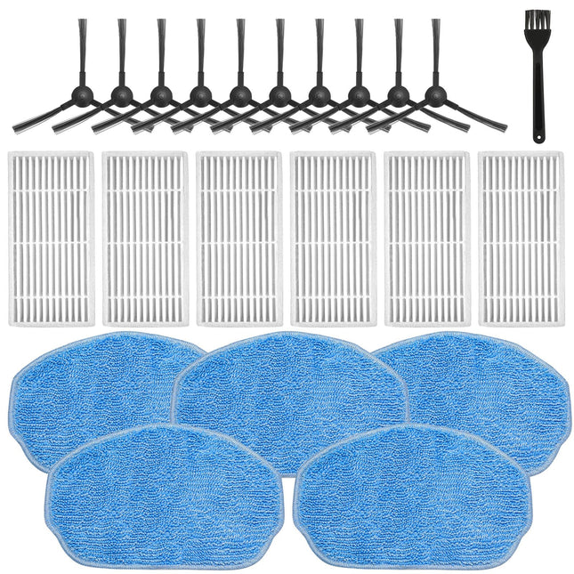 Parts For Mamnv Br150Br151, For Br150Br151, For Manvins G20, For Gttvo Br150Br151, For Onson Br150Br151 Robot Vacuum Accessories Kits 6 Filters + 5 Mop Pads + 10 Side Brush