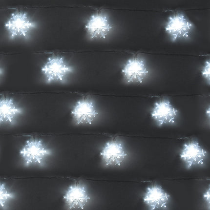 Holiday Essence Snowflake Christmas Lights, 50 Cool White LED 8 Modes 25 Ft Indoor Outdoor Snowflakes String Lights Set Battery Operated