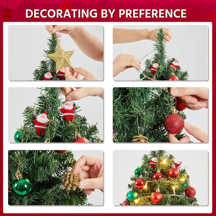 Yaheetech 2ft Tabletop Artificial Mini Christmas Tree Includes Cloth Bag Base for Bedroom Table Desk Porch, Little Xmas Tree for Home Office Holiday Decor