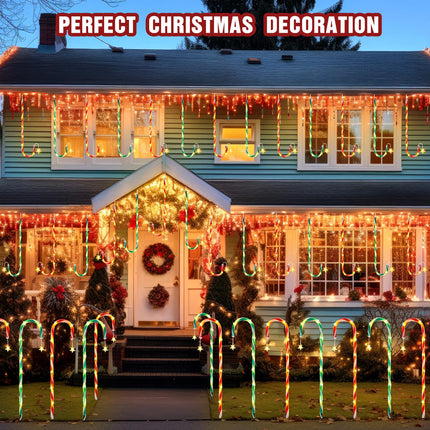 24 Pack 28'' Christmas Candy Cane Lights Christmas Pathway Markers Lights Outdoor Decorations Xmas Stake Lights for Yard Lawn Holiday Party Walkway Patio Garden Decor (Red and Green)