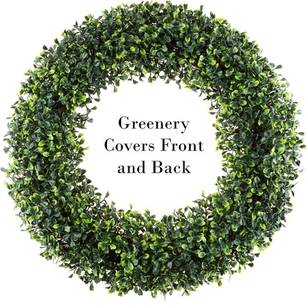 Pure Garden 19.5-Inch Boxwood Wreath - Round UV Resistant Artificial Spring, Summer, Fall, or Winter Wreath - Indoor/Outdoor Wreaths for Front Door