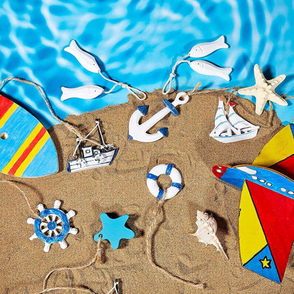 Jetec 22 Pcs Nautical Christmas Ornament Beach Christmas Ocean Ornaments Coastal Nautical Christmas Tree Ornaments Starfish Anchor Sea Life Beach Christmas Decorations for Home Small Party Office