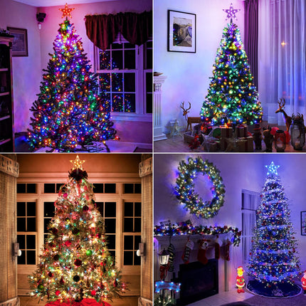 Brizled Small Star Tree Topper, 7.6" 11 LED Lighted Christmas Tree Topper, Color Changing Solid/Flash Treetop w/Remote, Battery/USB Powered Xmas Tree Topper, RGB Tree Top for Christmas Tree