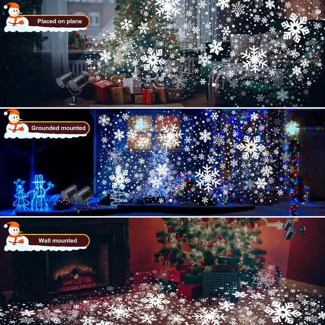 Snowflake Christmas Projector Lights, Christmas Decorations Lighting Projector, with Timer Dynamic Led Snow Lamp Projector, for Holiday Year Party Garden Patio Yard Outdoor Indoor Xmas Decor