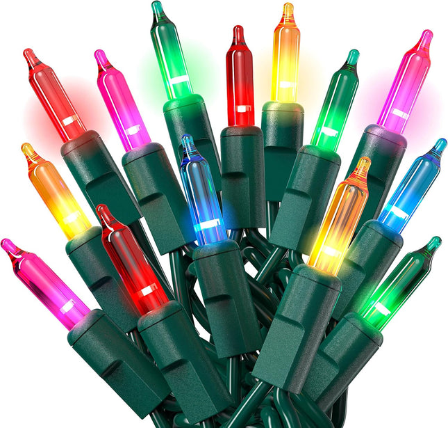 PREXTEX Christmas Lights with Green Wire - 100 Count, 20 Ft Multicolored Xmas Lights for Christmas Decorations Indoor and Outdoor - Warm Twinkle String Lights, Ideal for Patios, Fences, Holidays