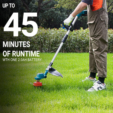 Brushless Cordless String Trimmer, T TOVIA 21V Battery Powered Weed Wacker, 10 Inch Electric Lawn Edger with Adjustable Head, Handle and Telescoping Shaft, Grass Trimmer for Garden Yard, Tool Only